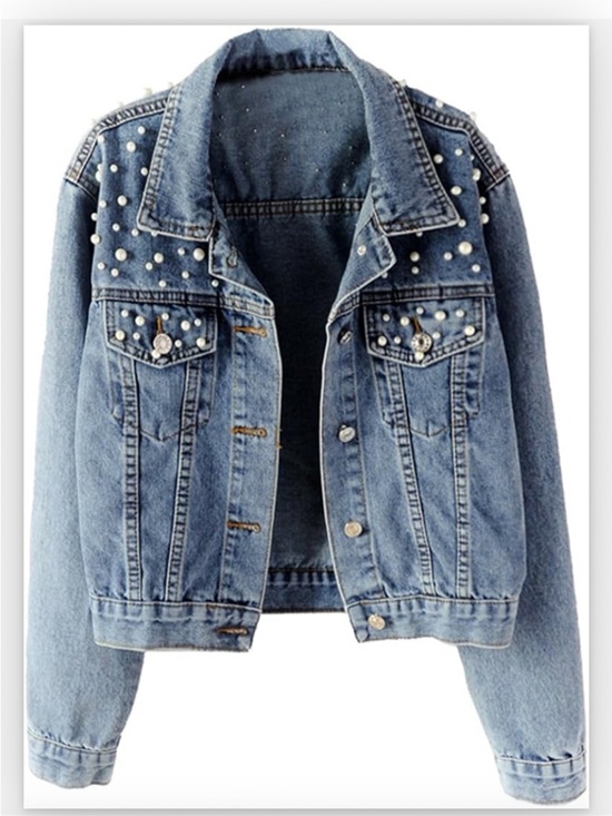 LifeShe Jackets & Blazers - Women's Embroidered Pearl Denim Jean Jacket Coat Size S